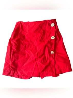 Red Button-Accent Women’s Skirt